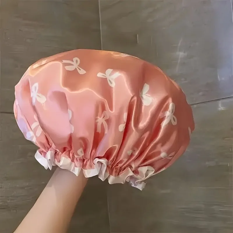 Double-layer foldable shower cap for Afro curly hair