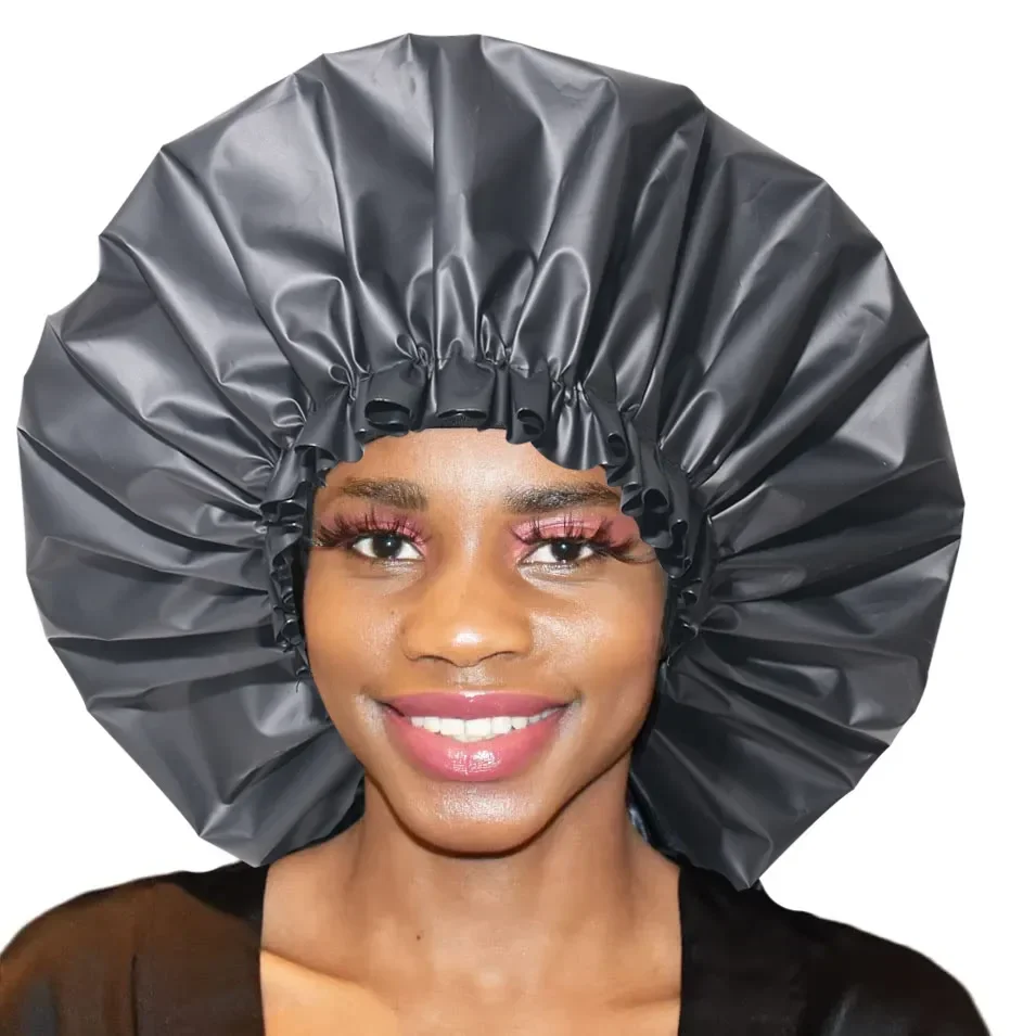 Large adjustable shower cap for afro curly hair