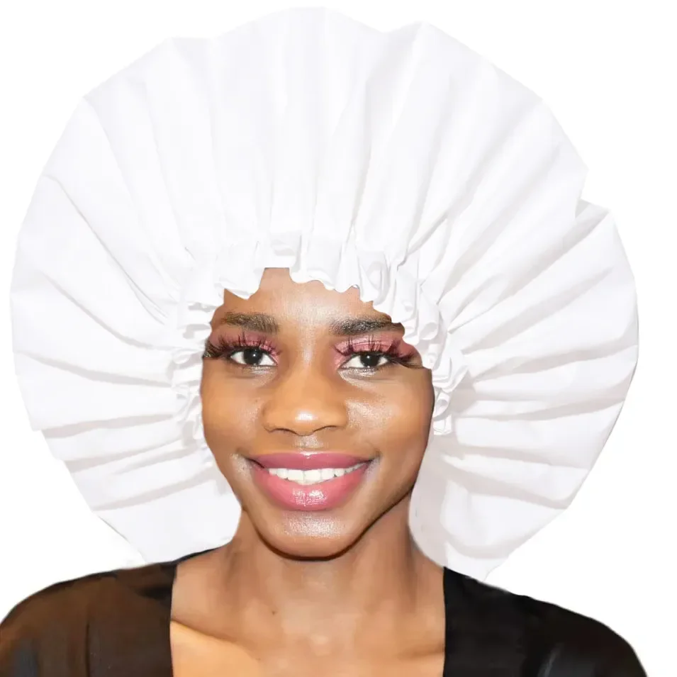 Large adjustable shower cap for afro curly hair