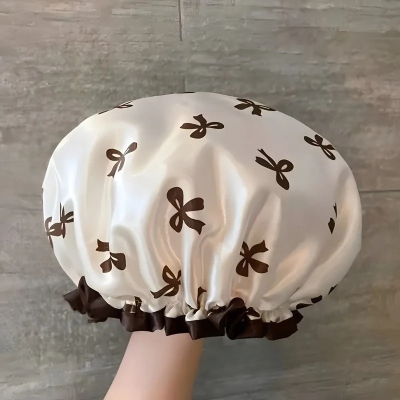 Double-layer foldable shower cap for Afro curly hair